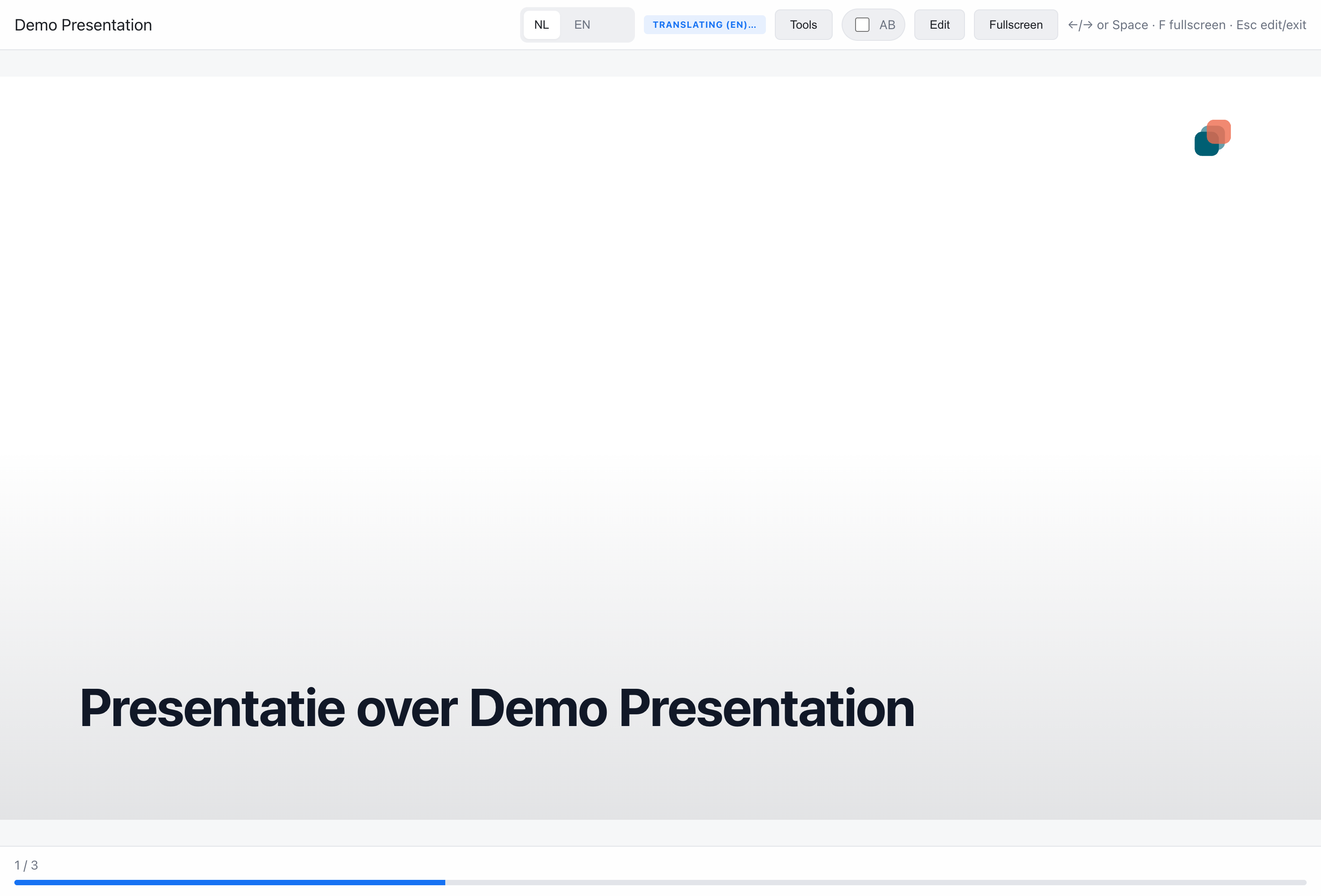 Presenter mode with slide view and controls